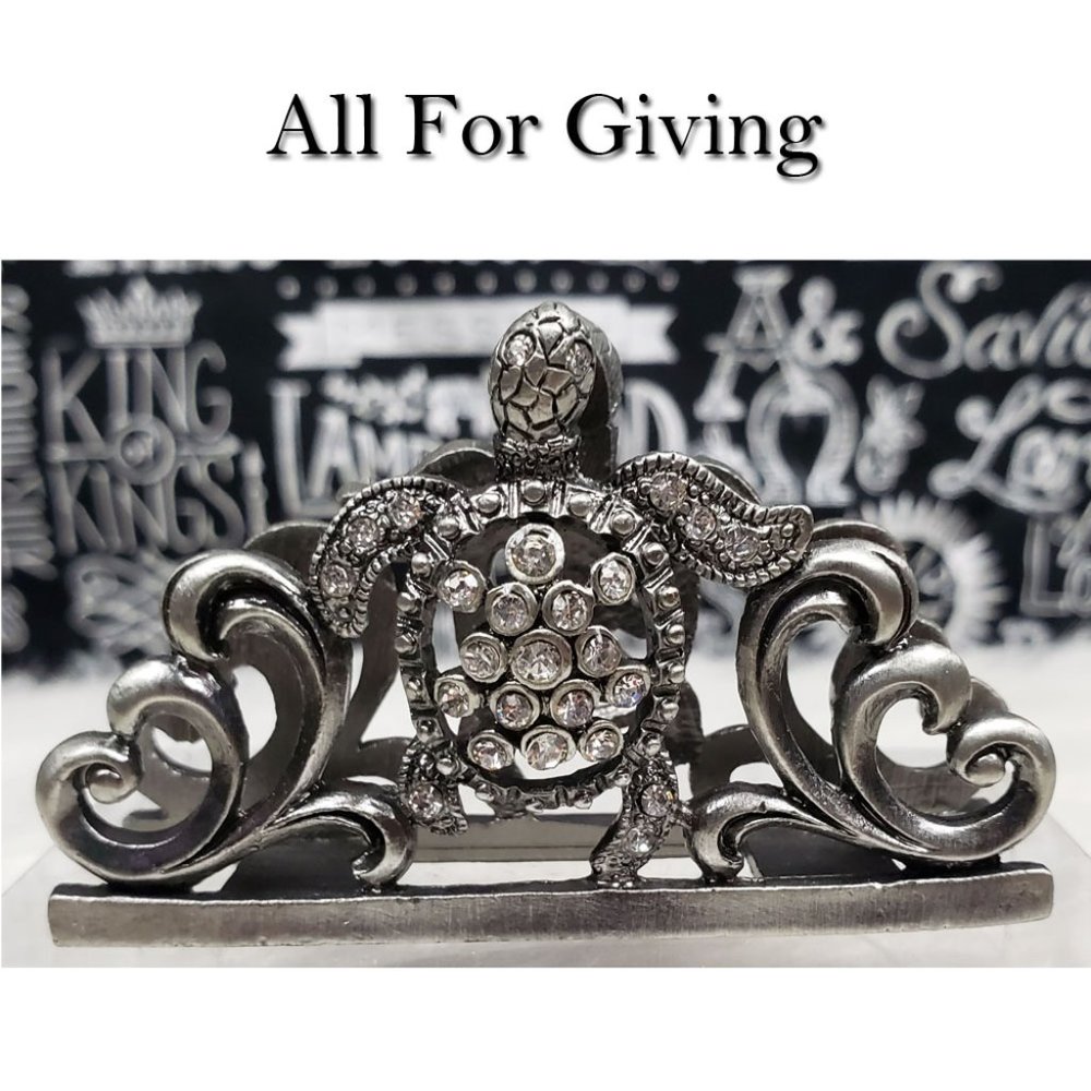 Sea Turtle Business Card Holder Czech Stones NWT